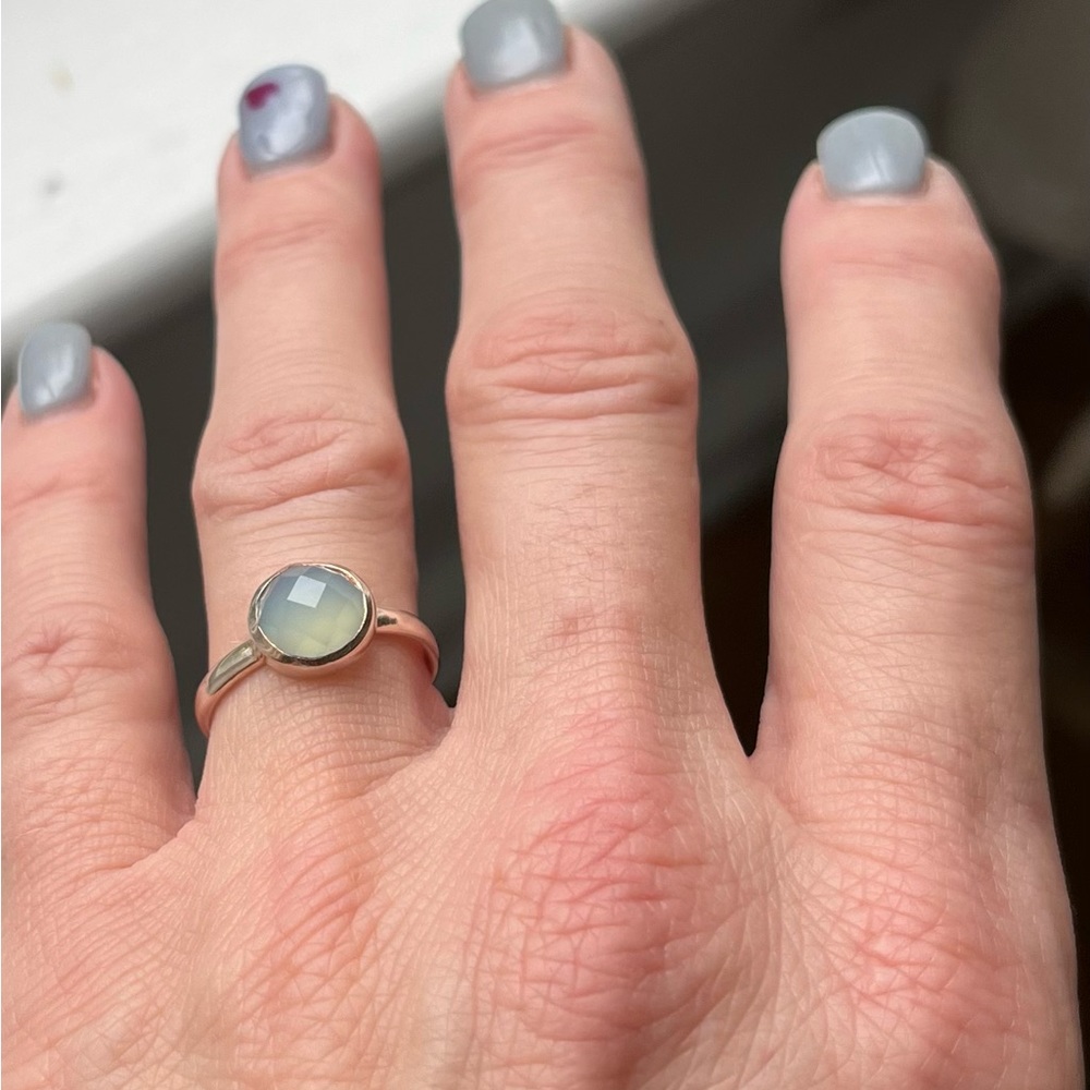 Size 7 - sterling silver ring with faceted moonstone